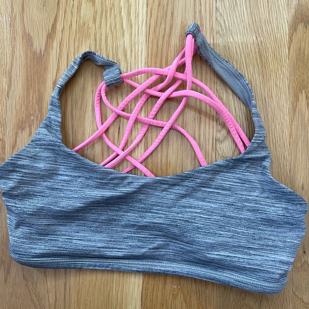 Lululemon pink and grey free to be bra